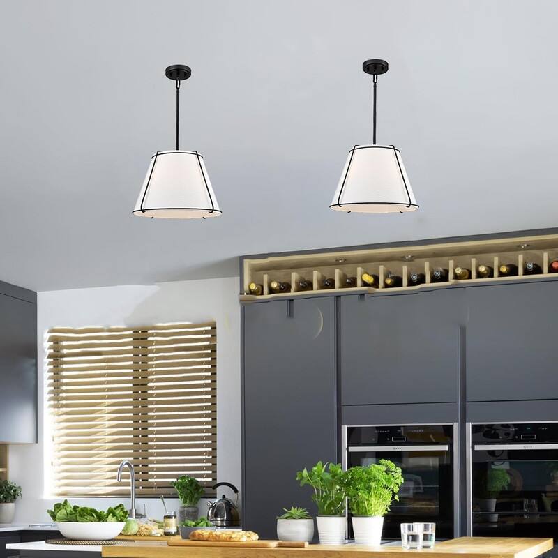 16” Hanging light black chandelier light metal pendant light