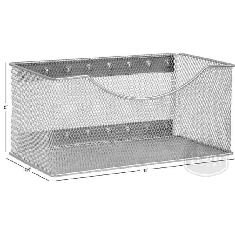 Ybm Home Wire Mesh Magnetic Storage Basket, Trash Caddy, Office Supply Organizer Silver 11 in. L x 5.5 in. W x 5 in. H 4 Pack