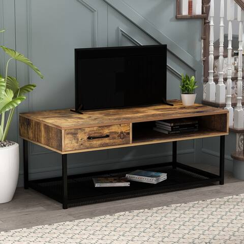 FAMAPY 43" Rustic Industrial TV Media Console - 43.3"L x 21.7"W x 43.3"H