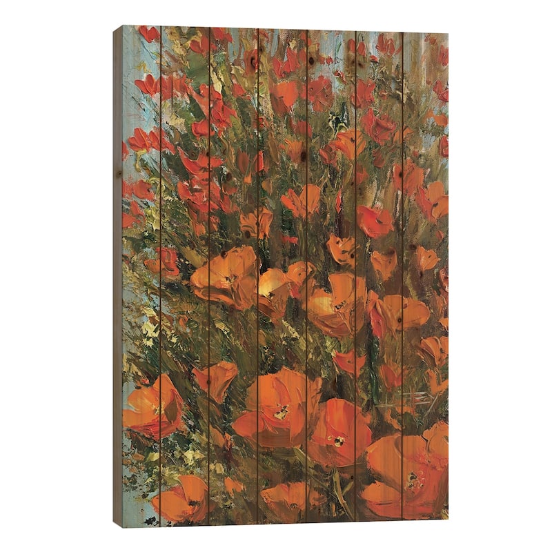 California Poppies II Print On Wood by Lisa Elley - Multi-Color - 26x18x1.5