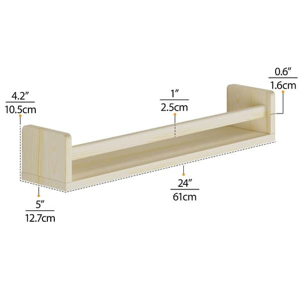 Wallniture Madrid Kids Shelves for Wall Decor, Nursery Storage 24", Natural, Set of 2