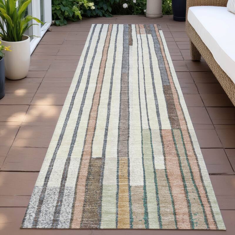 Machine Washable Indoor/Outdoor Casual Contemporary Chantille Rug - Brown - 2'3" x 7'6"