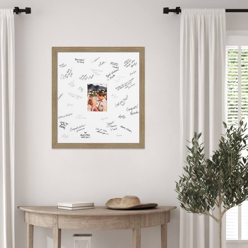 Woodgrain Signature Mat Picture Frame - Autograph Photo Frame Guest Book Alternative for Weddings, Graduations, or Retirement