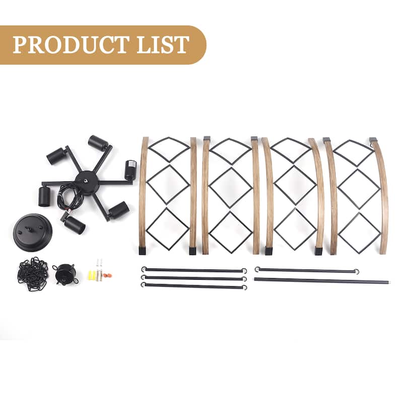 6- Light Dimmable Classic Geometric Drum Chandelier for Foyer Kitchen Island Living Room - N/A