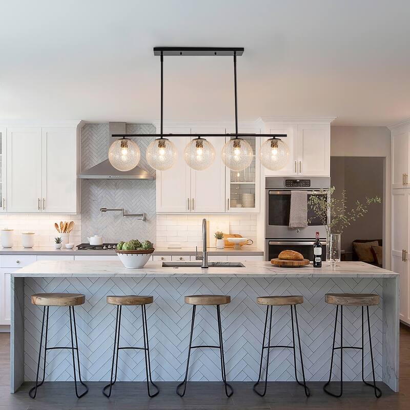 5 - Light 44" Large Globe Chandelier Kitchen Island Linear Pendant Light for Dining Room