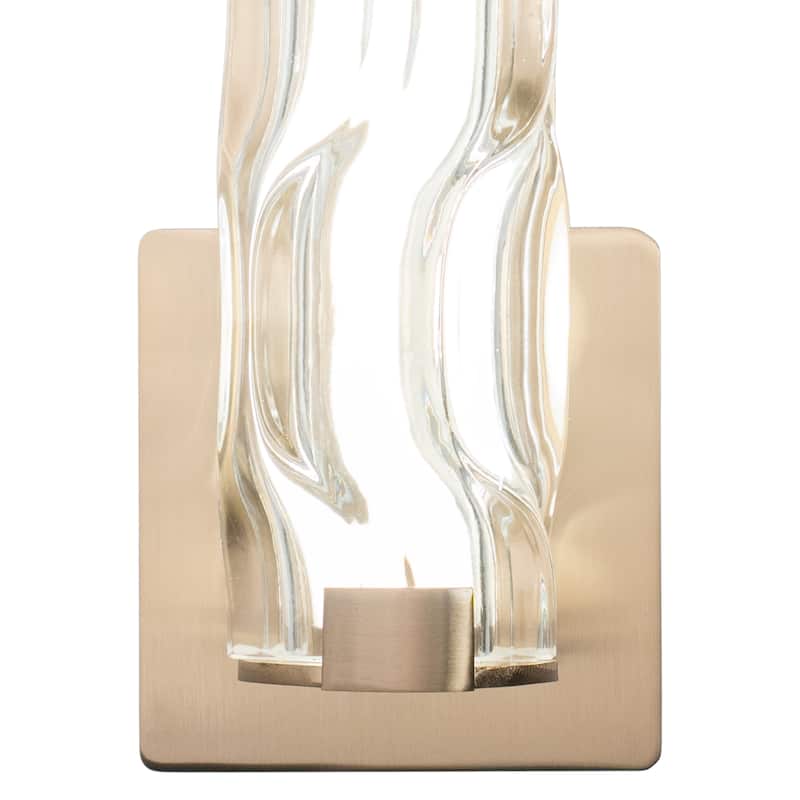 Marseille 1-Light Bathroom Vanity Lighting Fixture, Clear Wave Glass Shade, Dimmable, Integrated LED, Wall Mounted Sconce
