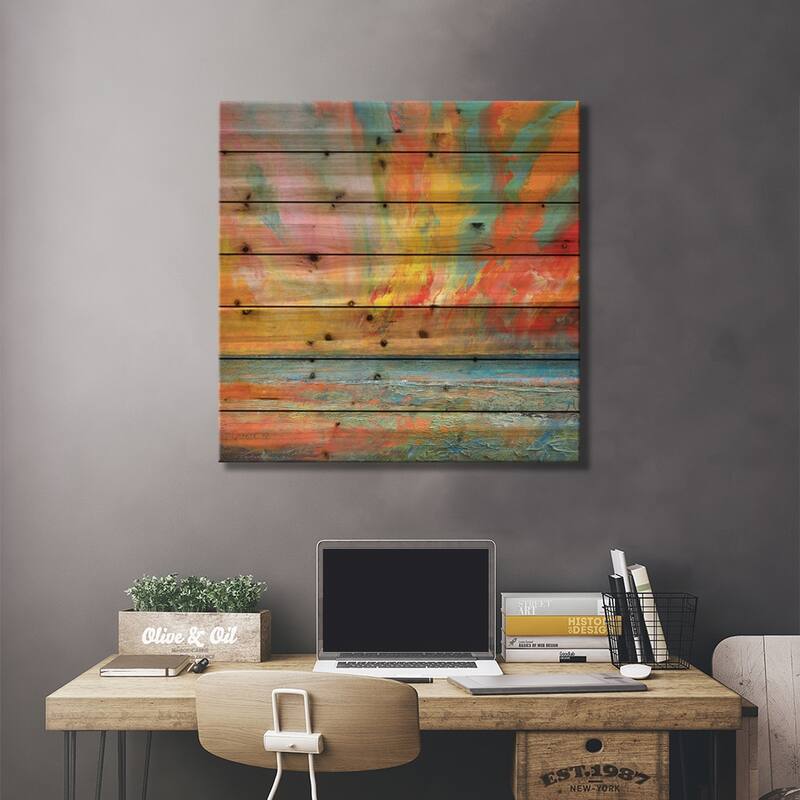 Hidden Heart Lava Sky Print On Wood by Michael Creese - Multi-Color