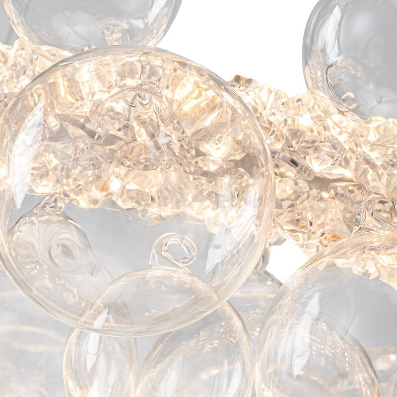 Crystal Bead LED Chandelier with Glass Globe, Adjustable