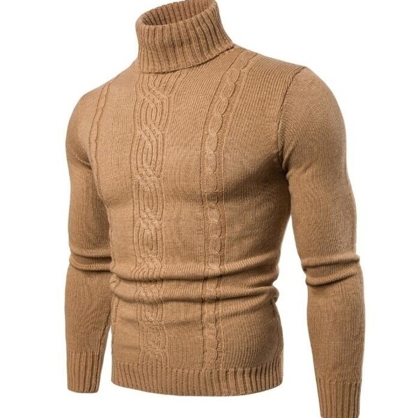 mens tan turtleneck sweater