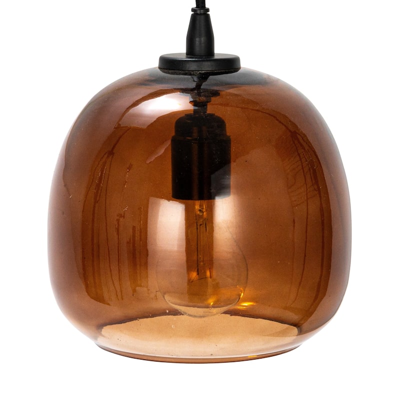 Glass and Metal Pendant Lamp with Hardwire - 7.5"L x 7.5"W x 8.3"H