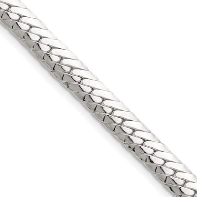 Curata 925 Sterling Silver 6.25mm Double Oval Flat Curb Chain Necklace for Men
