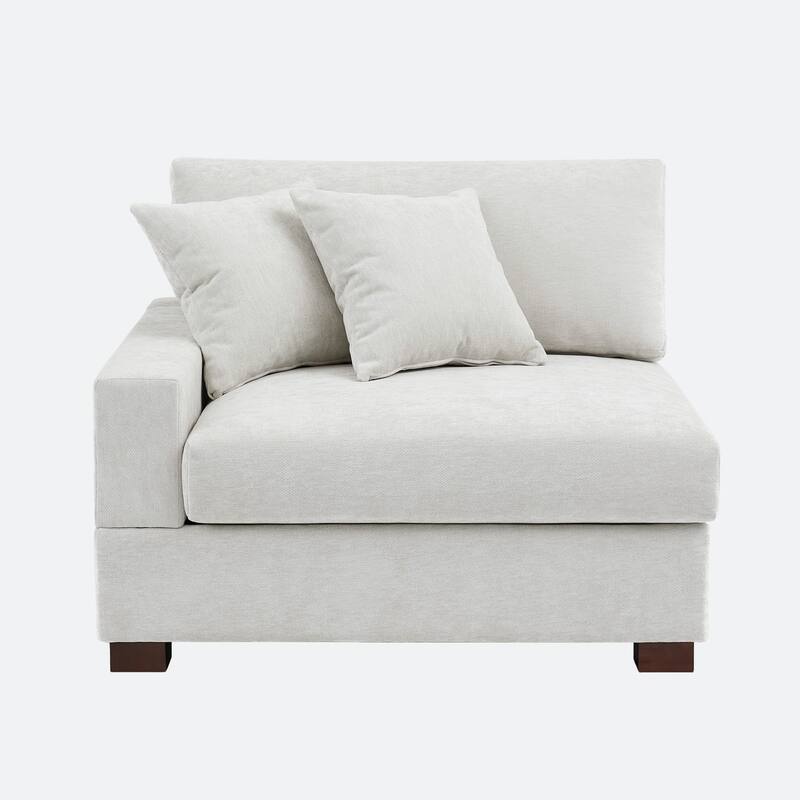 Plush Chenille Single Modular Sectional Sofa Chaise with Pillows