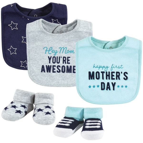 slide 1 of 1, Hudson Baby Infant Boy Cotton Bib and Sock Set, Boy Mothers Day, One Size - Boy Mothers Day - One Size One Size - Boy Mothers Day