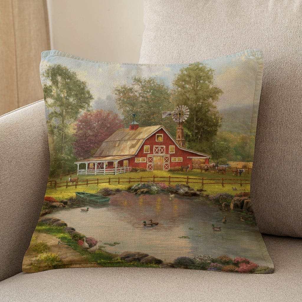 Thomas Kinkade Red Barn Retreat Indoor Decorative Pillow by Laural Home ...