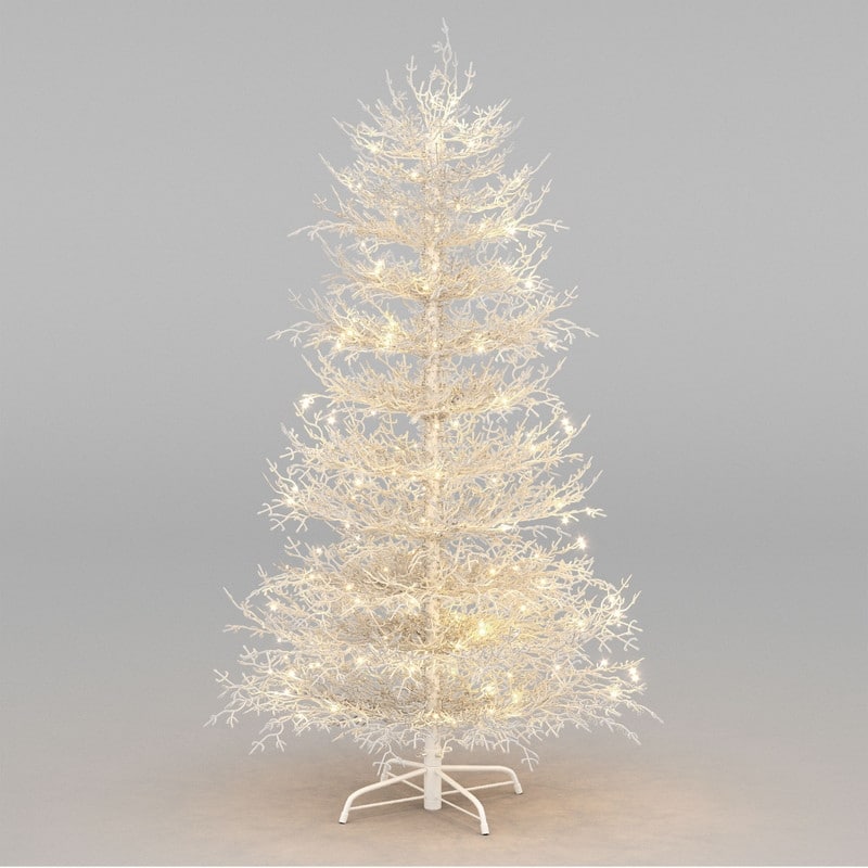 Snow-Flocked Pre-Lit Artificial Christmas Tree with Warm White LED Lights