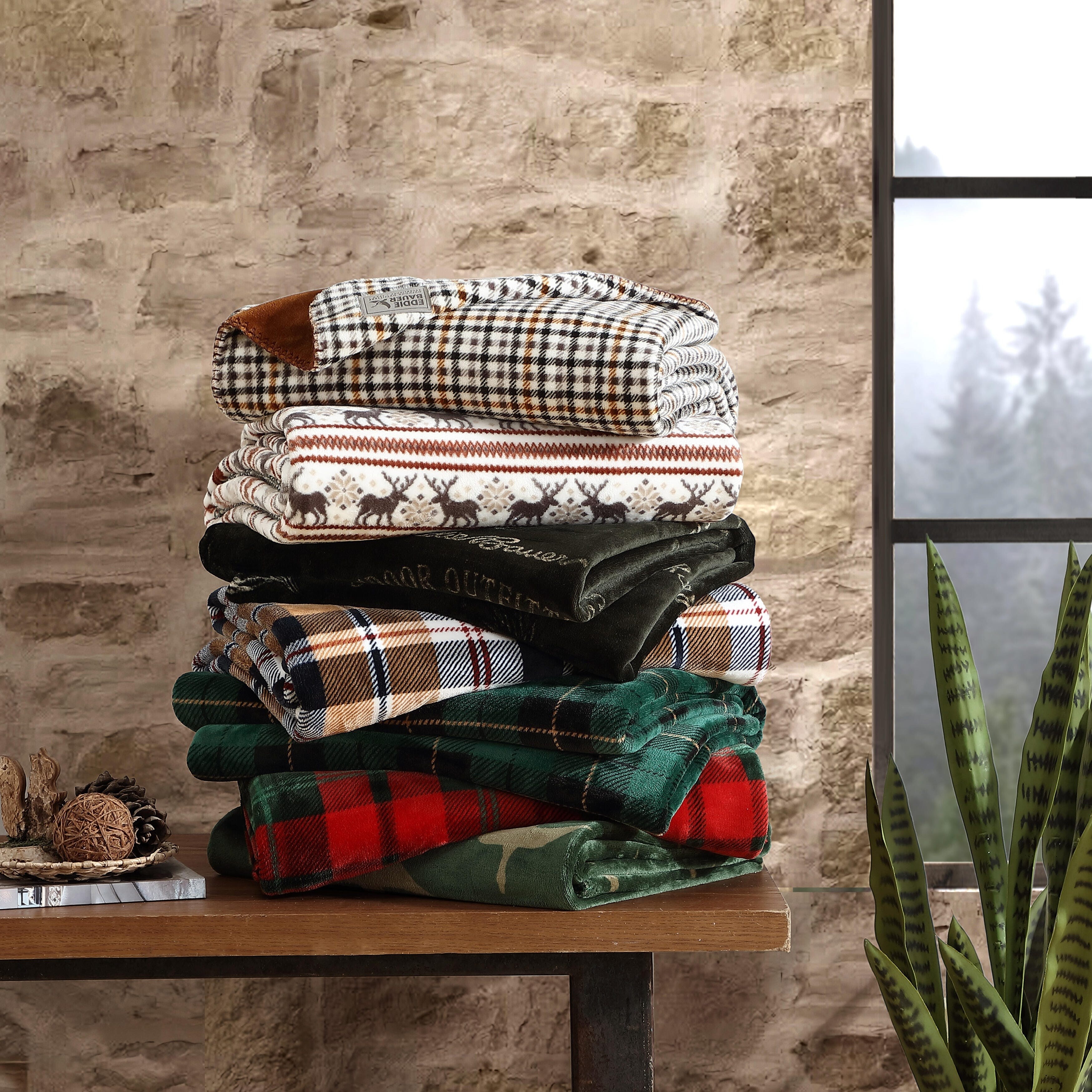 Eddie Bauer Plush Soft Cozy Throw Blanket, Reversible All Season