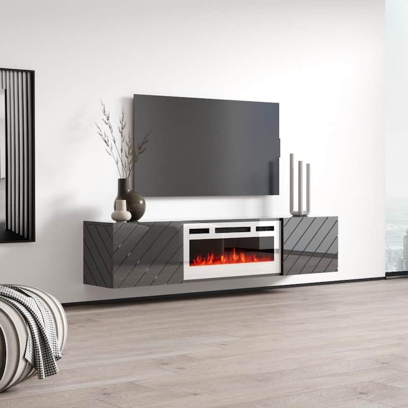 Luxe WH-EF Wall Mounted Electric Fireplace Modern 72" TV Stand