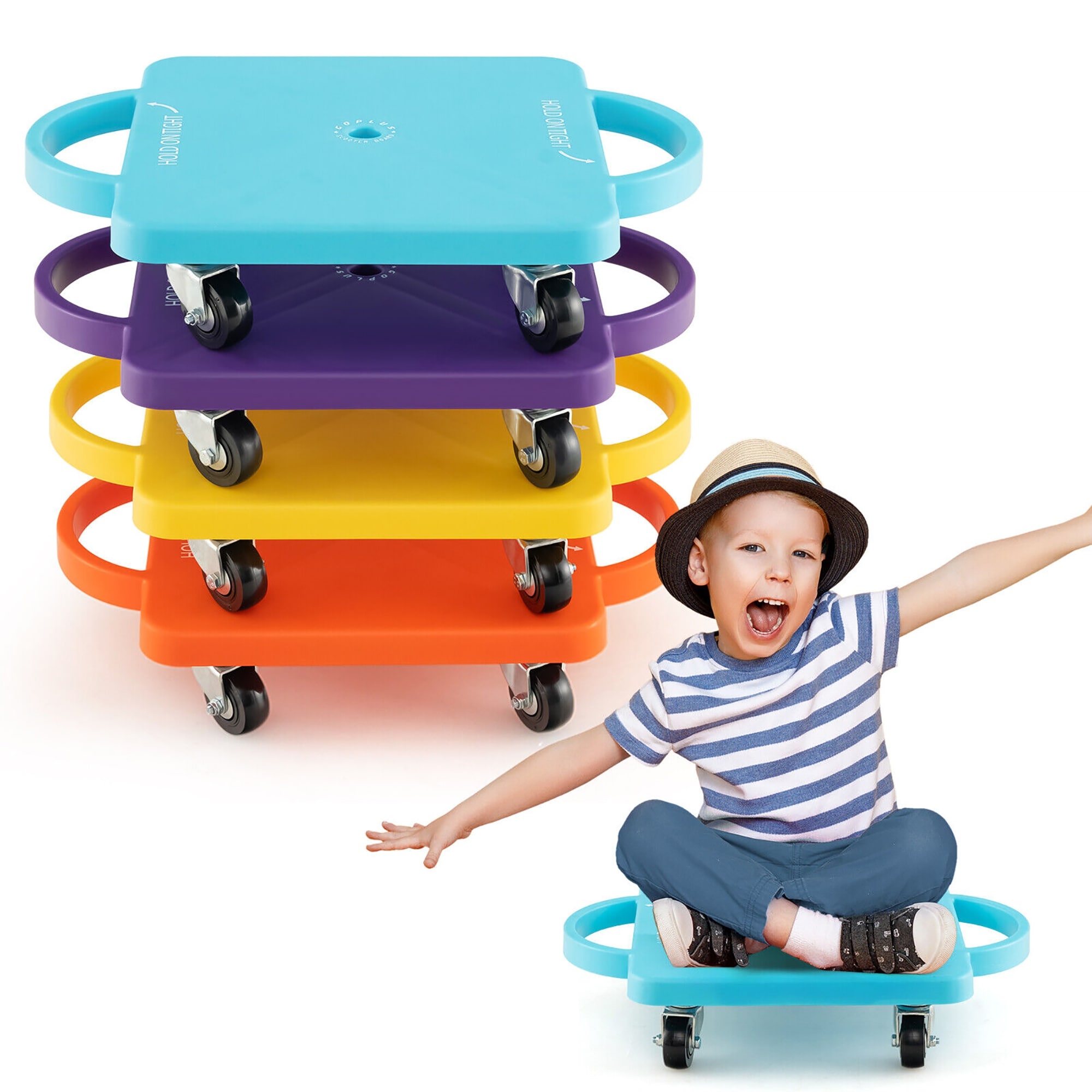 Gymax Children Balance Board Sitting Scooter Board 4-Pack PP
