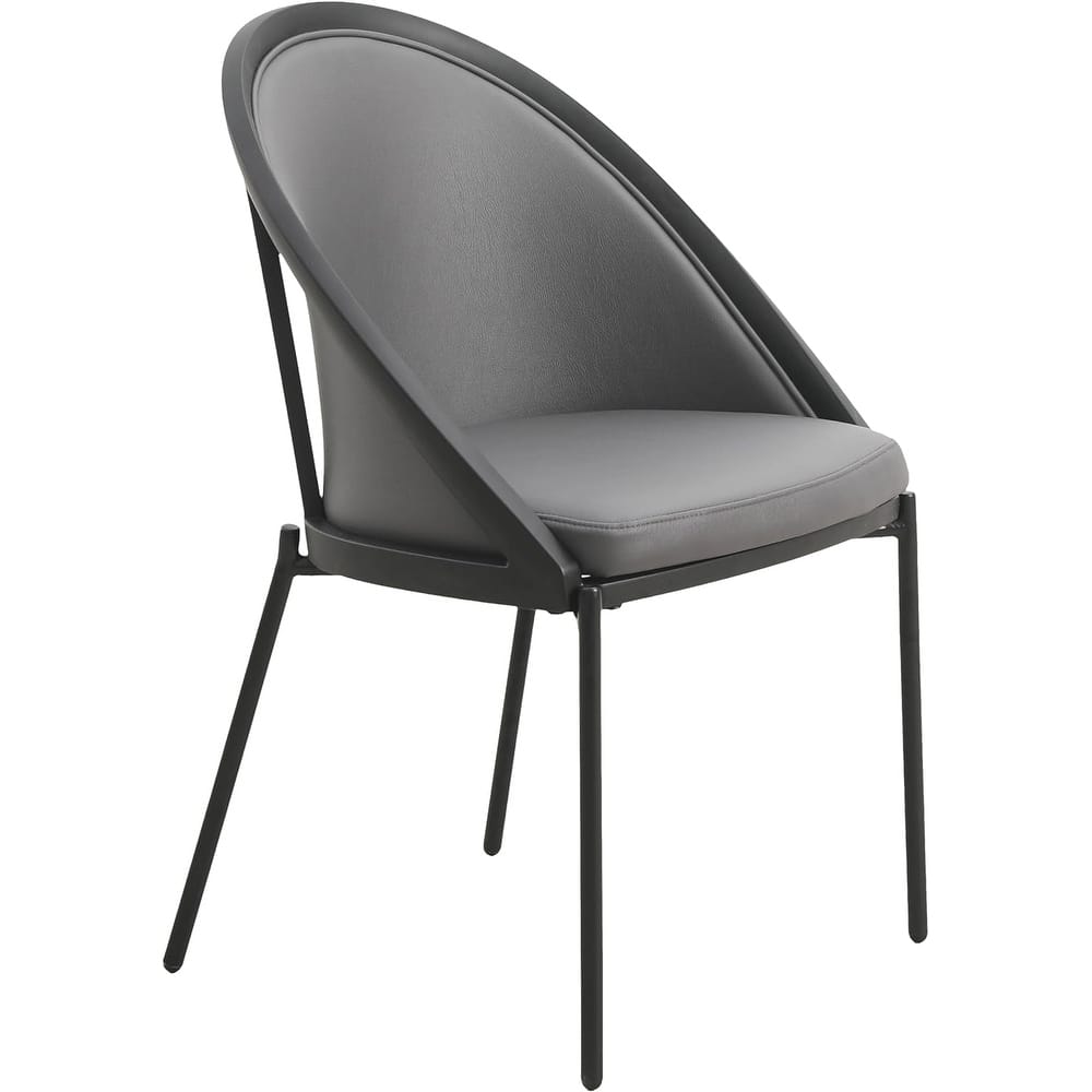 Urbane Upholstered Faux Leather Dining Chair with Powder Coated Steel Legs by LeisureMod