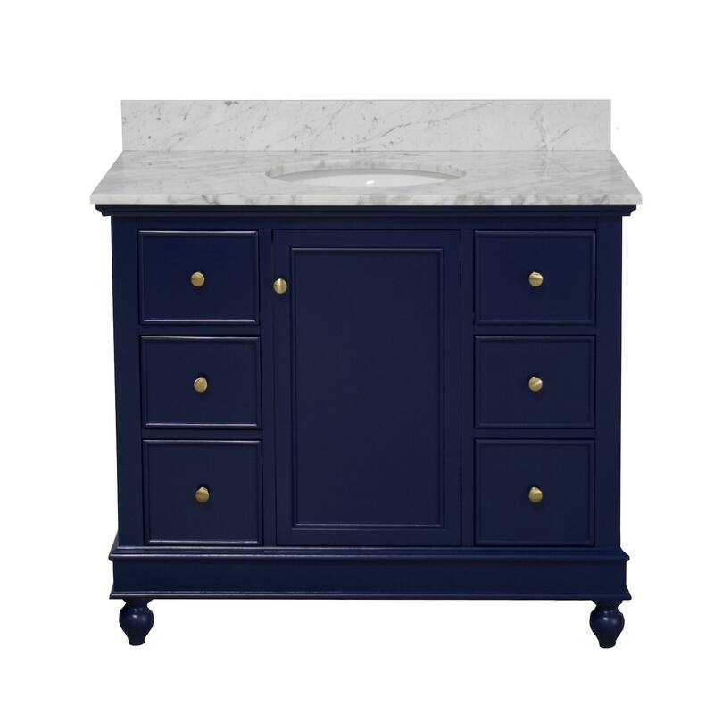 KitchenBathCollection Bella 42" Bathroom Vanity with Carrara Marble Top