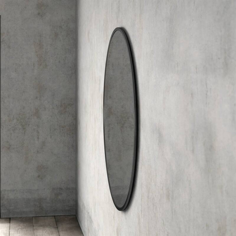 Black Metal Frame Round Wall Mirror Hanging