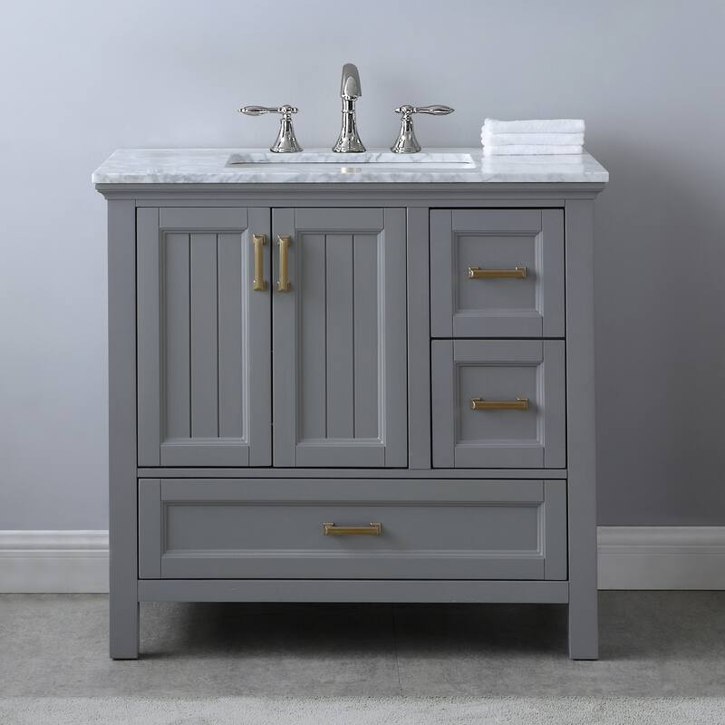 Altair Isla Single Bathroom Vanity Set and Aosta White Countertop without Mirror