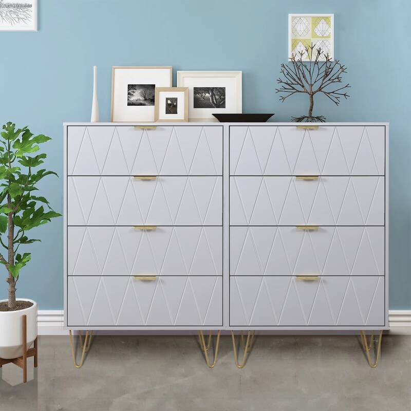 4 Drawers Chest Of Dresser Tall Storage Tower Cabinet with Metal Legs