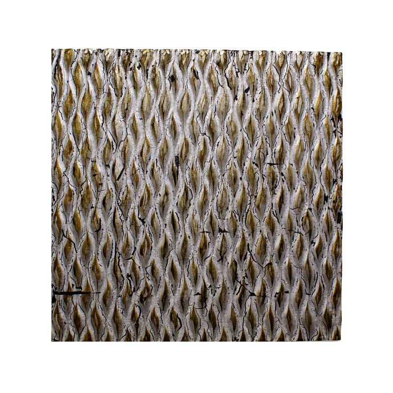 Modern Style Wooden Wall Decor with Patterned Carving, Small, Silver - 6 x 12