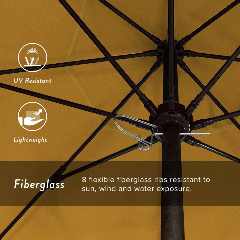 California Umbrella 9' Rd. Aluminum Frame, Fiberglass Rib Market Umbrella, Push Open, Bronze Finish, Pacifica Fabric
