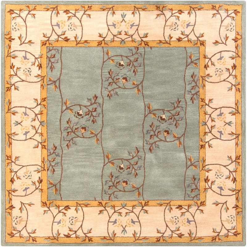 Livabliss Transitional Caesar Border Area Rug - 9'9" x 9'9" Square - Green/Beige