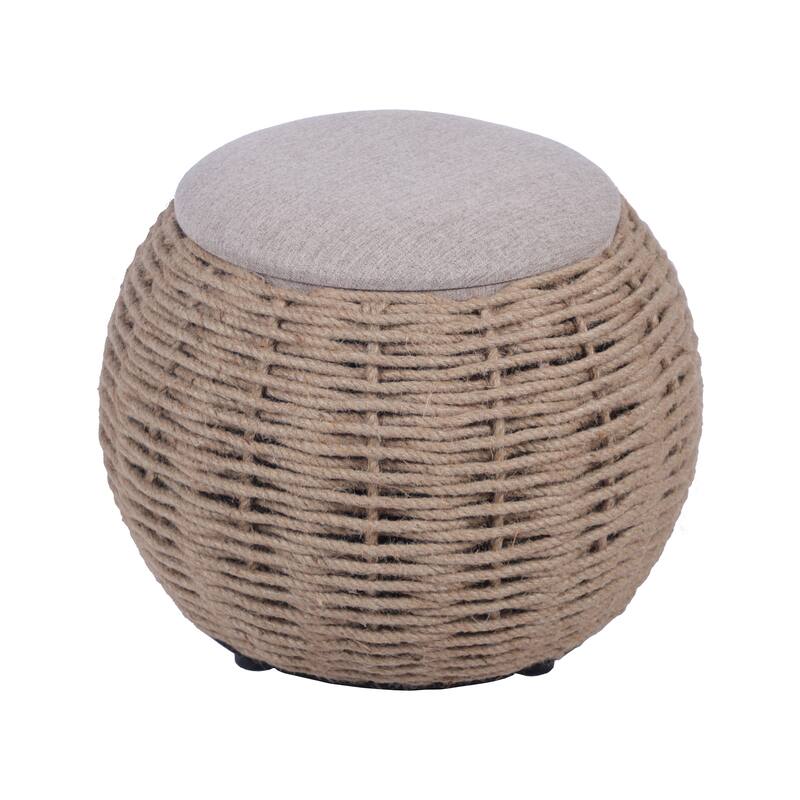 Natural Woven Ottoman with Storage