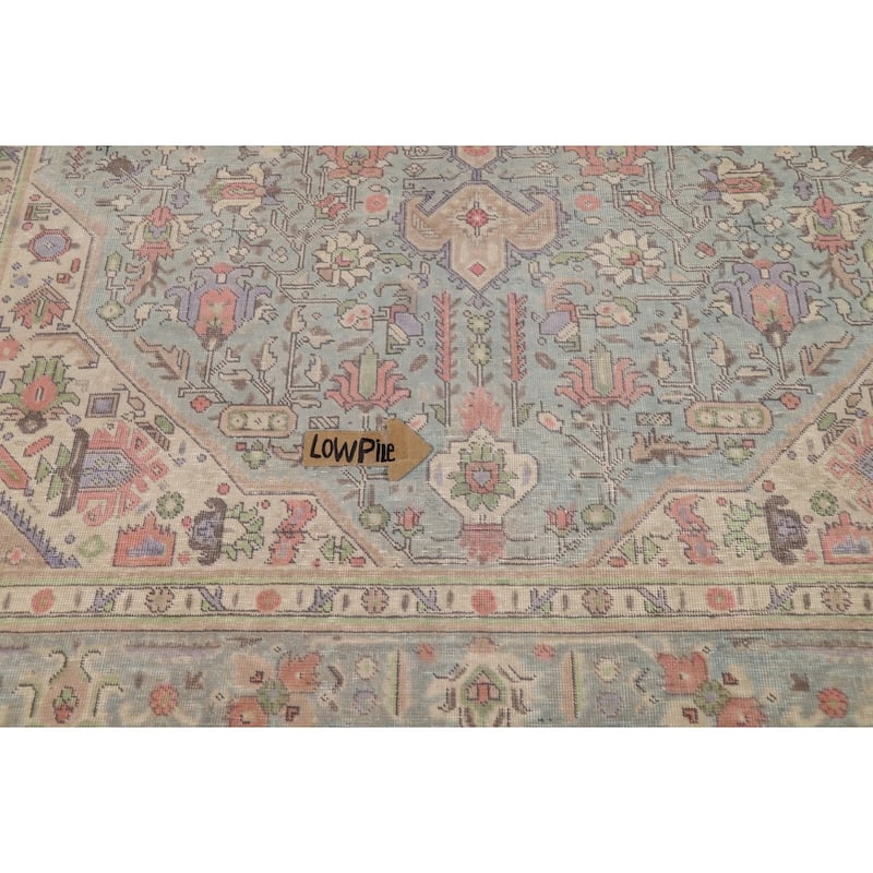 Blue Tabriz Persian Area Rug Hand-Knotted Geometric Wool Carpet - 8'0"x 11'0"