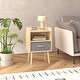 preview thumbnail 19 of 18, Kids Wood Side Table Nightstand With Fabric Drawer and 2-Tier Shelf,Oak