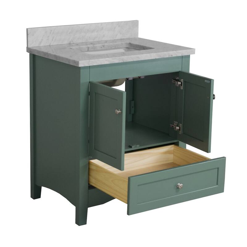 KitchenBathCollection Abbey 30" Bathroom Vanity with Carrara Marble Top