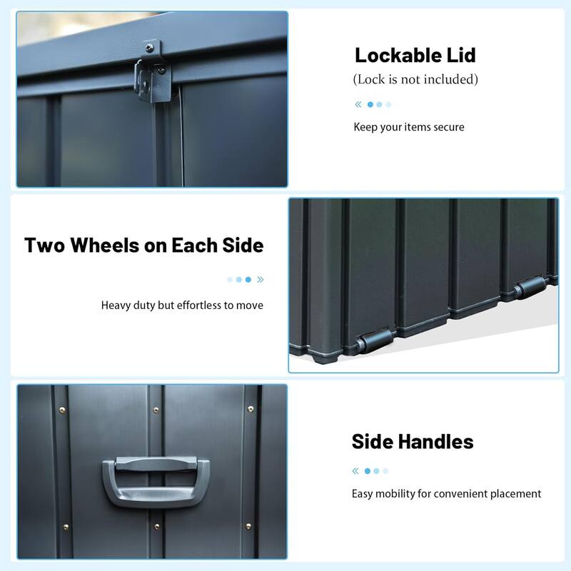 Outdoor Storage Box, 120 Gallon Metal Deck Box Built-in a Oxford Fabric Storage Bag, Lockable & Waterproof Storage Box