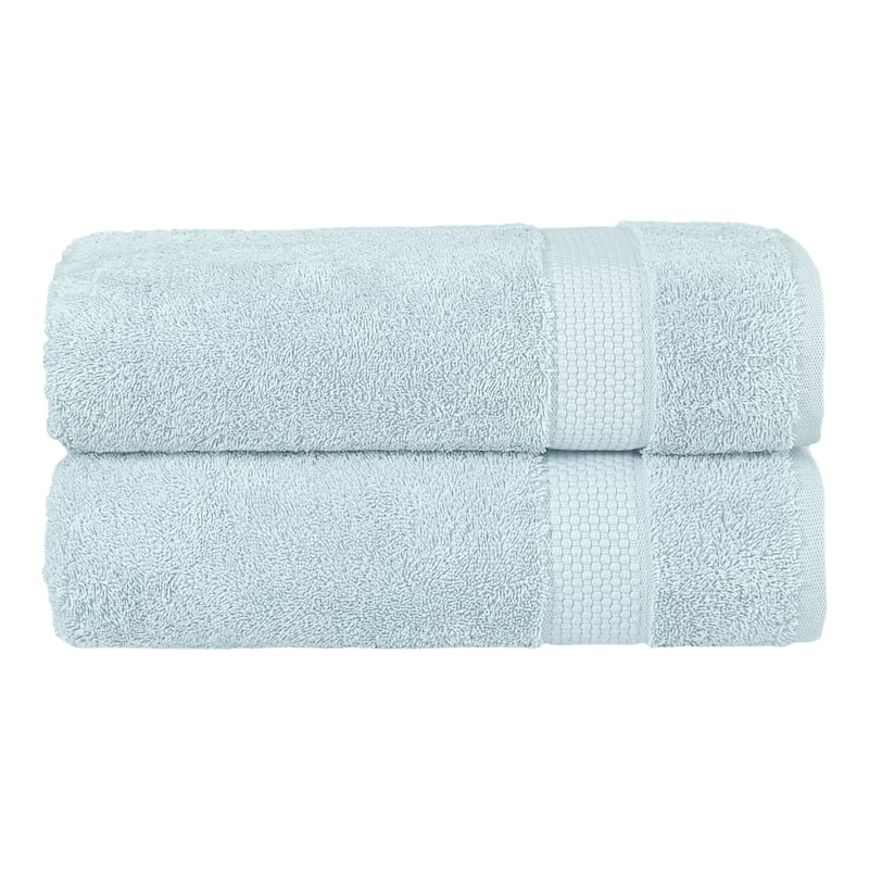 Authentic Hotel and Spa 100% Aeagean Long Staple Turkish Cotton STARLIGHT Terry Bath Towels (Set of 2) - Ice Blue