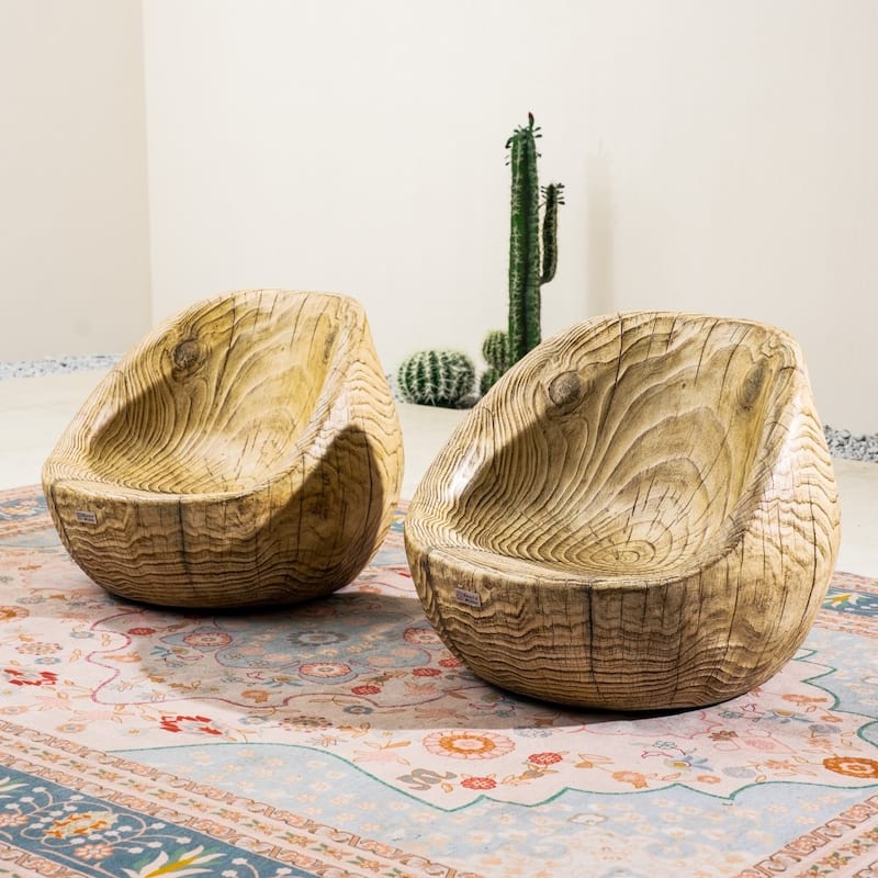Rustic Outdoor Wood-finish Terrafab Composite Sofa (Set of 2) - Small sofa