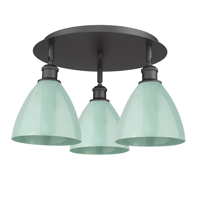 Innovations Lighting Ballston - 3 Light 19" Flush Mount - Seafoam/Matte Black