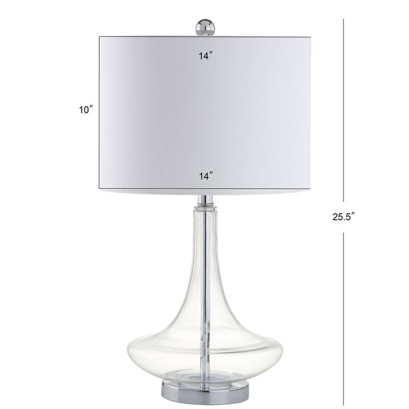 Ames 25.5" Glass Teardrop LED Table Lamp, Mercury Silver/Chrome (Set of 2) by JONATHAN Y