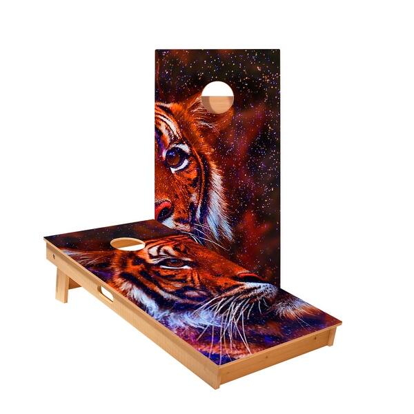 slide 2 of 5, Space Tiger Cornhole Boards NO Bags - Add Board Lights