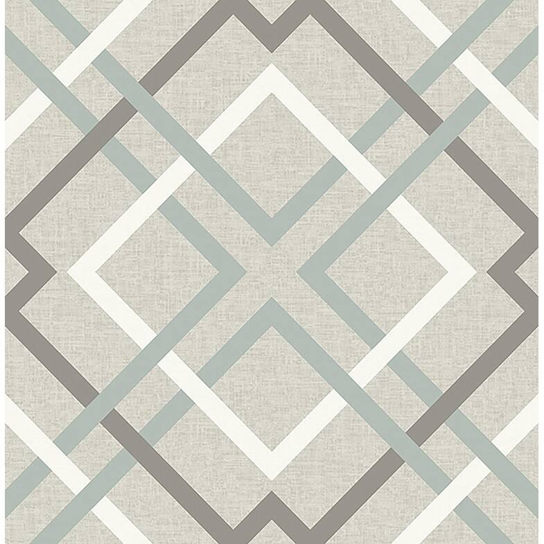 Brewster Tuvalu Taupe Plaid Wallpaper - 20.5in x 396in x 0.025in