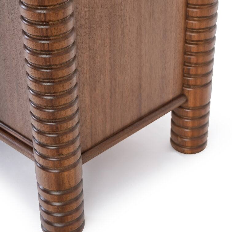 Studio London Ellis Walnut Acacia Sideboard with Ribbed Solid Wood Legs