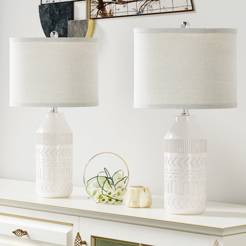 Maxax Ceramic Table Lamp For Living Room/bedroom (Set of 2)
