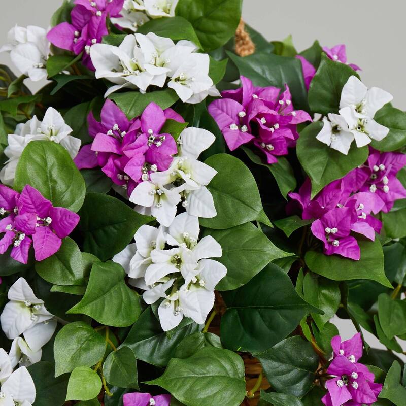 Artificial Hanging Basket Plant - Bougainvillea Silk Flowers - Purple Decorative Home Décor