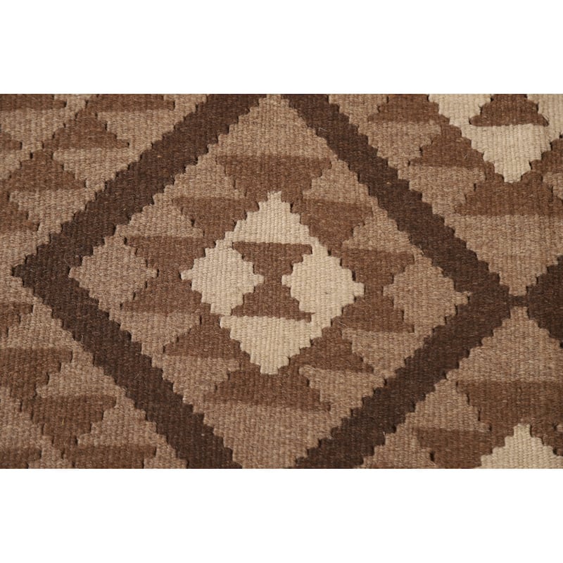 Reversible Geometric Kilim Area Rug Flat-weave Wool Carpet - 5'3" x 8'1"