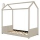 preview thumbnail 13 of 21, Velvet House Frame Bed Full Size Low Floor Bed Wood Bed