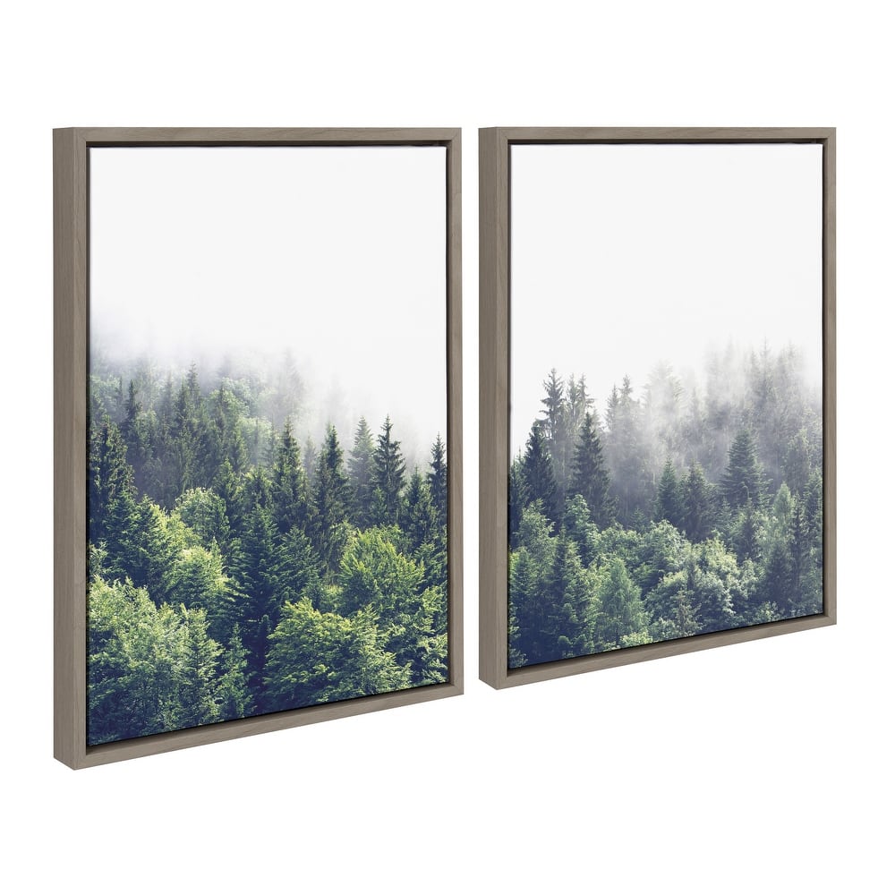 Kate and Laurel Sylvie Foggy Canvas Set by The Creative Bunch Studio