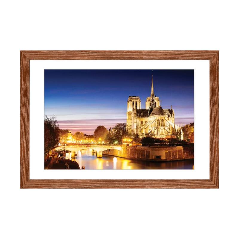 iCanvas "Notre-Dame de Paris (Notre-Dame Cathedral), Paris, Ile-de-France, France" by Matteo Colombo PFA - Walnut - 16x24x1