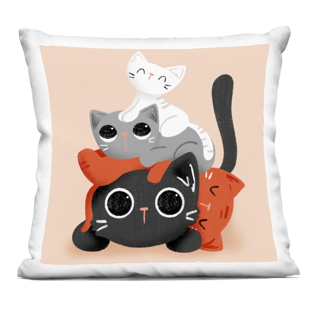 Stupell Stacked Cats Pile Decorative Printed Throw Pillow Design by Sarah Hickman