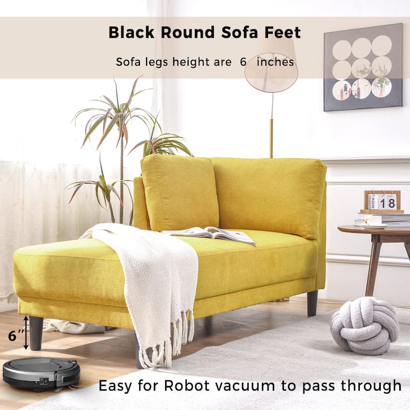 Mid-Century Linen Fabric Sofa Recliner, Leisure Upholstered Indoor Chaise Lounge